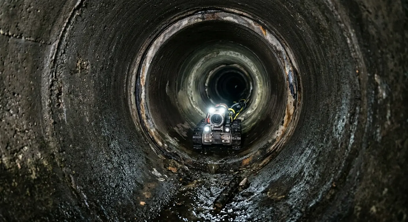 Robotic sewer camera inspecting pipe interior for Drain Snake Service in Branchburg